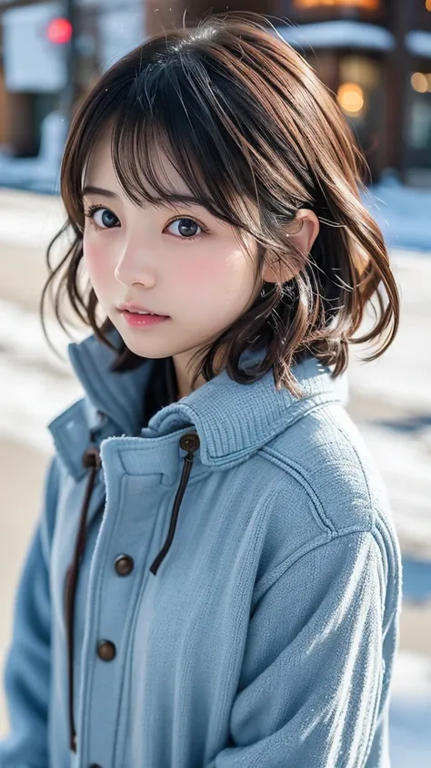  Japanese girl facing the front, super image quality, cute, pretty, sexy, and cute, actress, Japanese pretty girl, Lori, loose, short, curly hair, excellent style, excellent skeleton, clean, fluttering hair, small face, delicate girl, realistic girl, girl ...