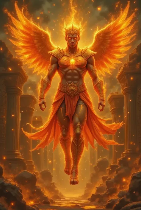 INGLÉS:
"(((masterpiece))), (((best quality))), ((full body shot)), ((celestial warrior)), ((divine being)), ((phoenix-winged humanoid)), ((full figure)), ((majestic pose)), ((burning ethereal wings)), ((golden-red feathers radiating light)), ((pegasus-lik...