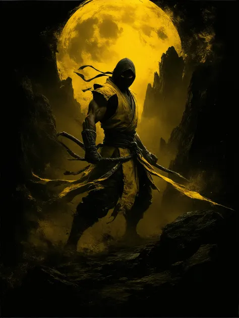 Mortal Kombat, Scorpion, fantasy background, high detail, masterpiece.