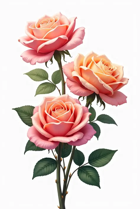 High quality realistic digital illustration of Beach roses, colorful image, shading, volume, isolated image, white background. Edges of background white. --ar 3:4 --style raw