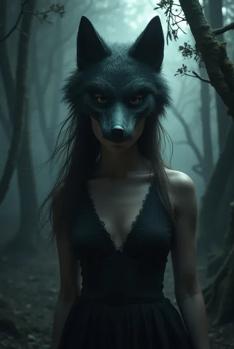 Girl with a wolf mask