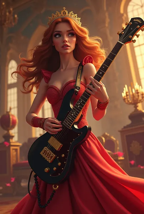 Princess Bella plays the electric guitar