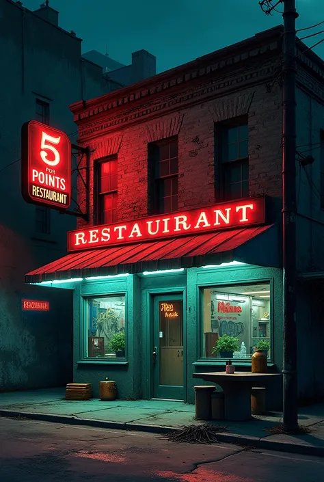 Illustration of the 5 points restaurant from the movie Sangre Por Sangre