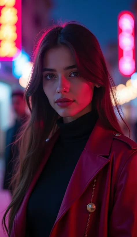 Create a visually stunning YouTube thumbnail with a bold, high-contrast color palette that instantly grabs attention. Feature a beautiful 19-year-old Persian girl as the central subject, exuding charm and elegance with a captivating expression and a blend ...