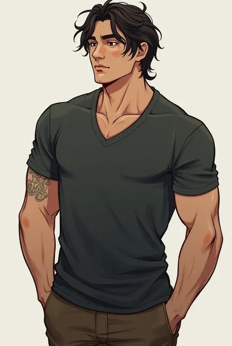  Aparência:  He has a robust physique , mais alto que Sakda, with longer hair ,  maybe a little messy .  His eyes are dark and have a thoughtful look.  He likes casual and stylish clothes ,  and is always up for the next challenge .