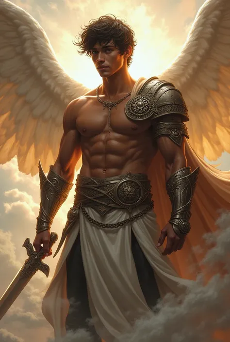 Good Warrior Man Angel,  brown skin,  black hair , 18 years old