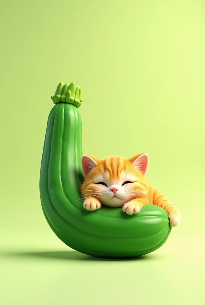 chat avec beau de courgete style3d cartoon