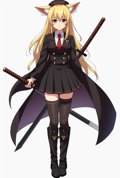  I'm a pimp I'm shu anime fan fiction a magical battle and I need to create a full-length image of my main character. she is tall and skinny . Her hair is blond and below her shoulders .  Her eyes are fox cut and her eyes are dark brown .  Her uniform shou...