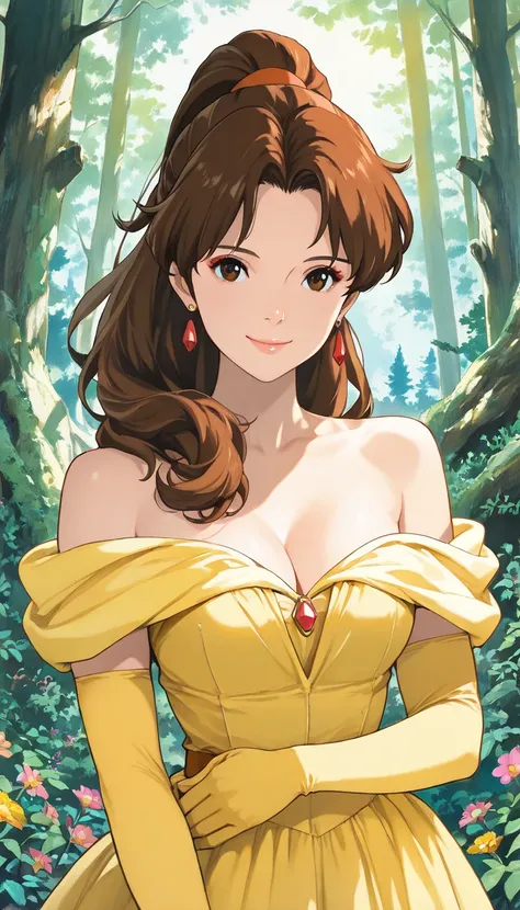 (score_9, score_8_up, score_7_up, , high_resolution, 1girl, belle), (extremely detailed CG unit 8k wallpaper),(master part), (best quality), (ultra detail), (best illustration),(ghibli_style), cowboy shot, close up, standing, facing viewer, looking at view...