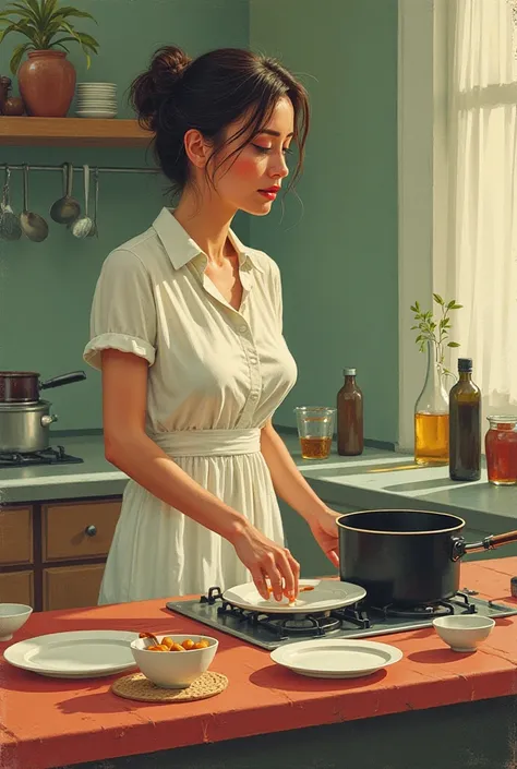 Make a movie poster about 'Why Women Do the Dishes' by Filomena Colendrino

"They sat at the table looking at each other in a intense stares with sweats and tears, across the unwashed plates and bowls and spoons. The cat licked the plates, jumped to the st...