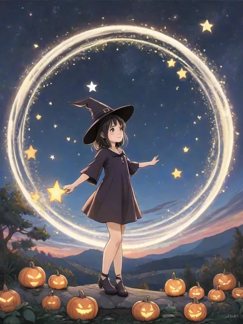 A little witch and starfall circle 