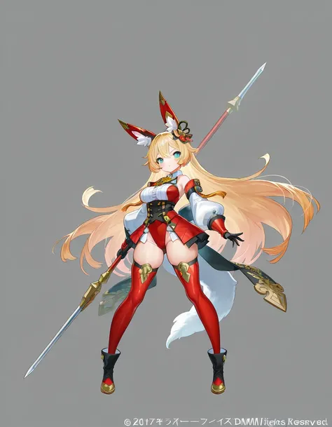 1girl, looking at viewer, simple background, full body, standing, (last period), (ayakashi rumble), (Kamihime PROJECT), mist train girls, dmm, (honkai impact 3rd:0.2), curvy, holding weapon,
