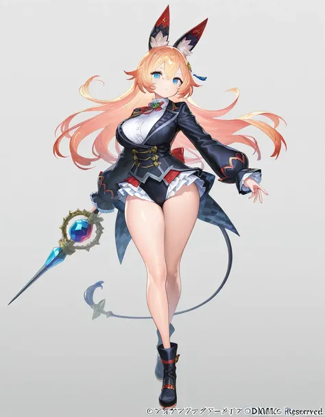 1girl, looking at viewer, simple background, full body, standing, dmm, (last period), (ayakashi rumble), , holding weapon, curvy, jewel princess reincarnation, phantom of the kill,
