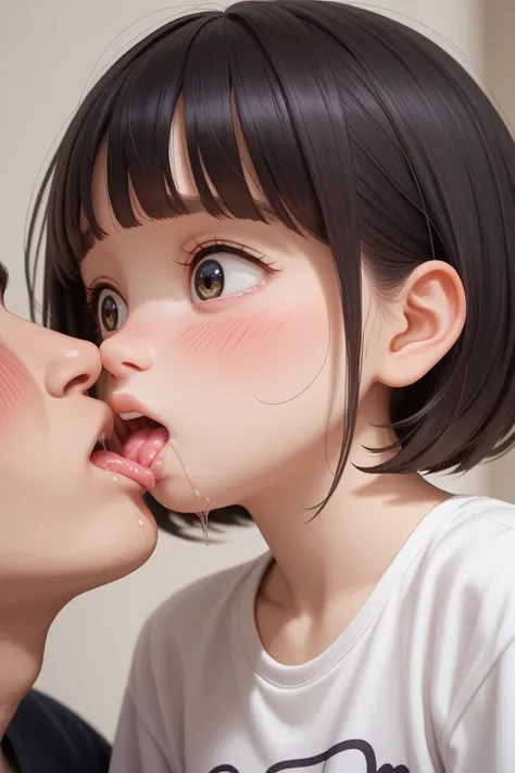 nsfw, 1 girl, 1 faceless male, {{deep kiss}}, kiss each other, drool ,spit {{loli:1.2}}, {cute}, Alone, best quality, {{anime}}, high definition, high definition, detailed, perfect face, masterpiece, accurate, top quality, very aesthetic, close up mouth, e...