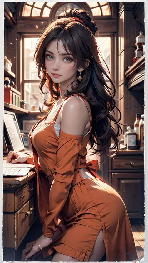 ( top quality,  movie poster style ),  beautiful woman  (One eye is red:1.2),(How to write meaningful English letters The perfect combination of :1.1),  elements.