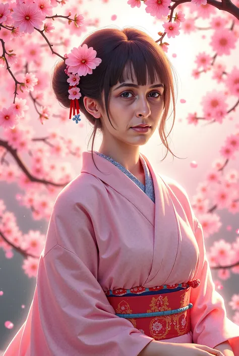 Dressed as a Japanese dress around Japanese-themed Sakuras