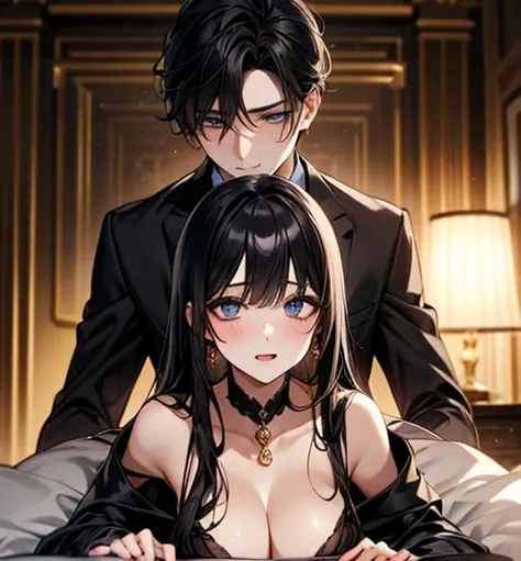 { two men and women }、{Beauty、 popup}、Sexy、 sexy、{Black luxury dress}、 sex、 long black hair、{Rape Eyes}、{Sexy顔}、{ best image quality}