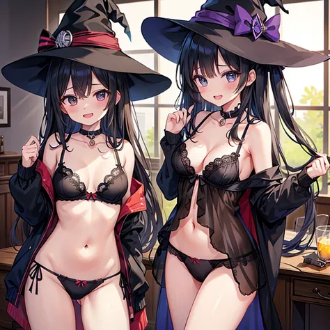 girl,witch、 sexy underwear 、 black bra、 black panties、 sexy panties 、 laughs、Mysterious Mansion