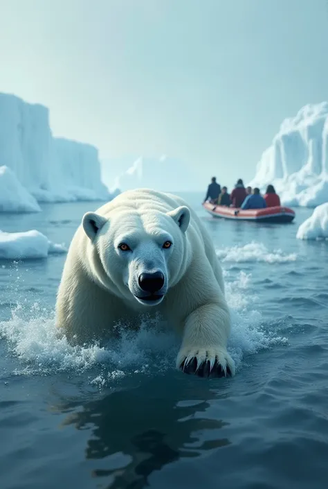 A picture of a polar bear swimming in the ice Vicky Boat tells a number of people approaching her 