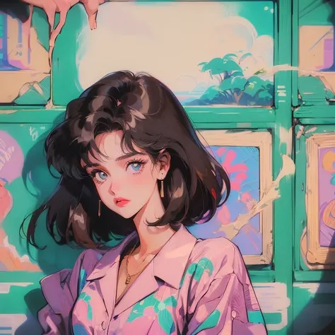 (((( 90s anime style , 1990s style, 1970s Anime H Painted Details , fresh  clean appearance，))))( Masterpiece:1.2, expensiveest quality,expensiveest quality, amazing quality ,Ultra-expensive resolution),(複雑な  Details),  female 1 person,40 years old，  alone...