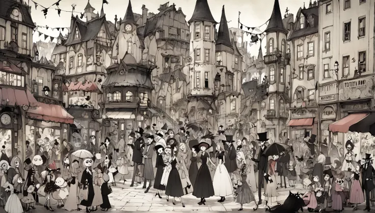     Tim Burton's Style、Around town、People having a party