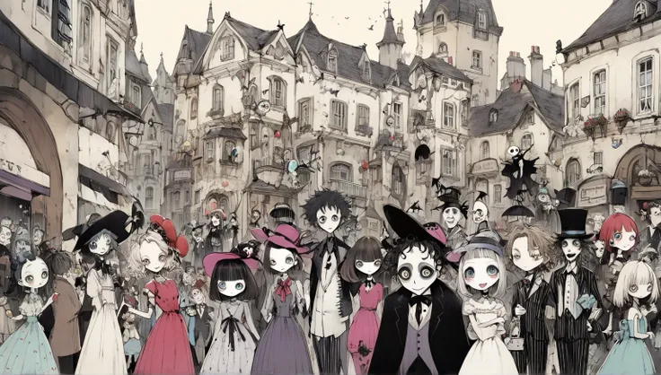     Tim Burton's Style、Around town、People having a party