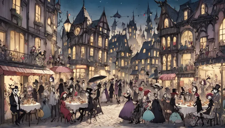     Tim Burton's Style、Around town、People having a party