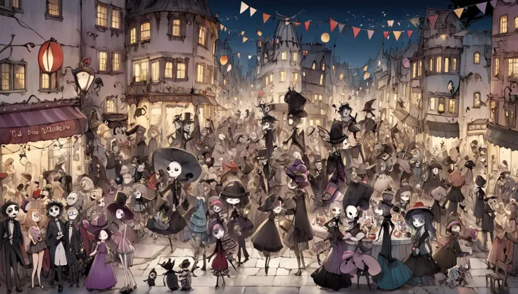     Tim Burton's Style、Around town、People having a party