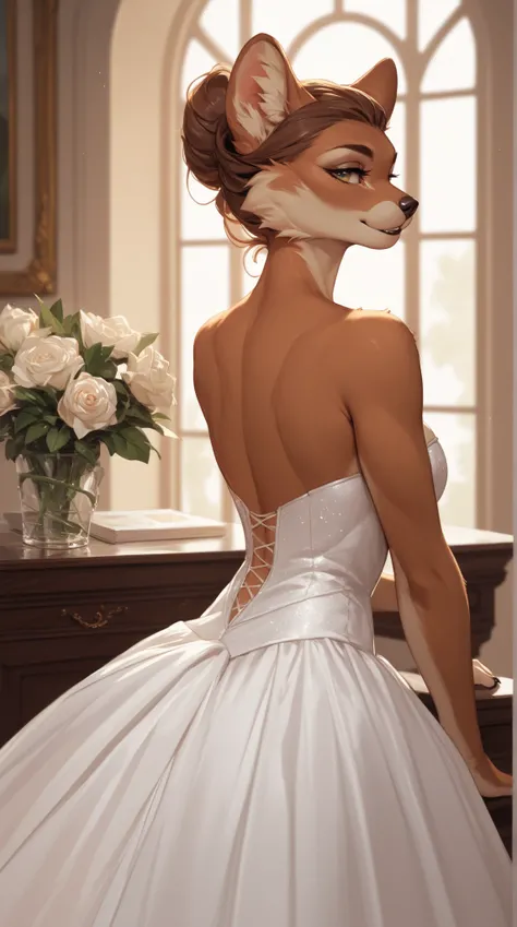 Source_furry, 1girl, furry, anthro, strapless gown