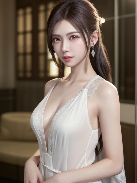 (Best Quality, masutepiece:1.2), 超A high resolution, realistic, Front lighting, intricate detailes, Exquisite details and textures, 1girl in, Alone ,(young), Face Highlight, Upper body, Detailed face, Tear mole, White skin, Silver hair, Ponytail, Braid hai...