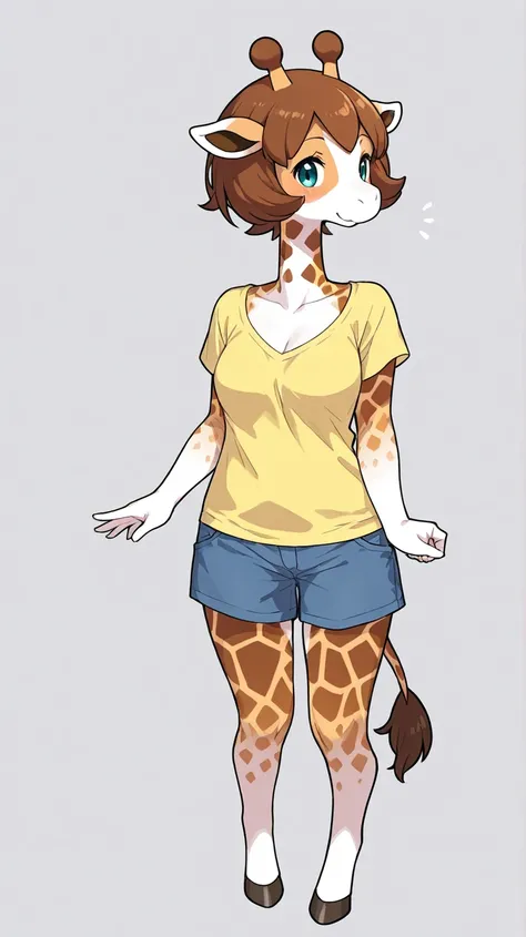 Female furry teenager giraffe pokemon style 