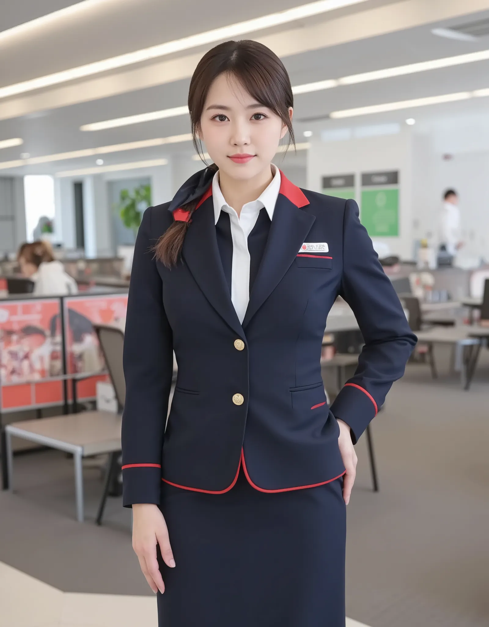 ((( Big Breasts Women))), JAL cabin attendant lady, japan airlines,  beautiful((Extremely busty ))A female flight attendant works on an airplane,  Big Breasts Women, beautiful, Alluring, sexy, ,,, (((large breasts:1.9), (huge breasts:1.9), (Uplifted and we...