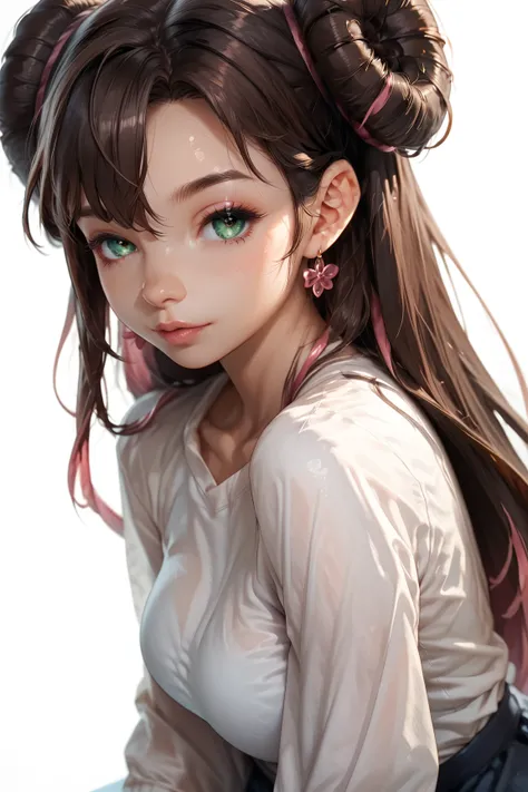  1 girl, Tier_Ears,  Color gradient,  Color gradient_ wallpaper, Green_ wallpaper,  looks _at_ viewer , rosa_her,  Solo by JM