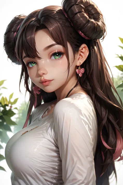  1 girl, Tier_Ears,  Color gradient,  Color gradient_ wallpaper, Green_ wallpaper,  looks _at_ viewer , rosa_her,  Solo by JM