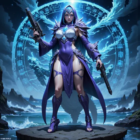 - Main Character, Beautiful "Korean" Blue-eyed Woman.

- Wearing a costume ("Full Sexy Armor"), a costume that embodies the form of "Blastoise-Pokemon.

(Armor Chest and Thighs open).

Futuristic Costume Design, Tortoise Shell details are very clear.
Weari...