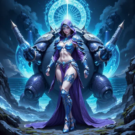 - Main Character, Beautiful "Korean" Blue-eyed Woman.

- Wearing a costume ("Full Sexy Armor"), a costume that embodies the form of "Blastoise-Pokemon.

(Armor Chest and Thighs open).

Futuristic Costume Design, Tortoise Shell details are very clear.
Weari...