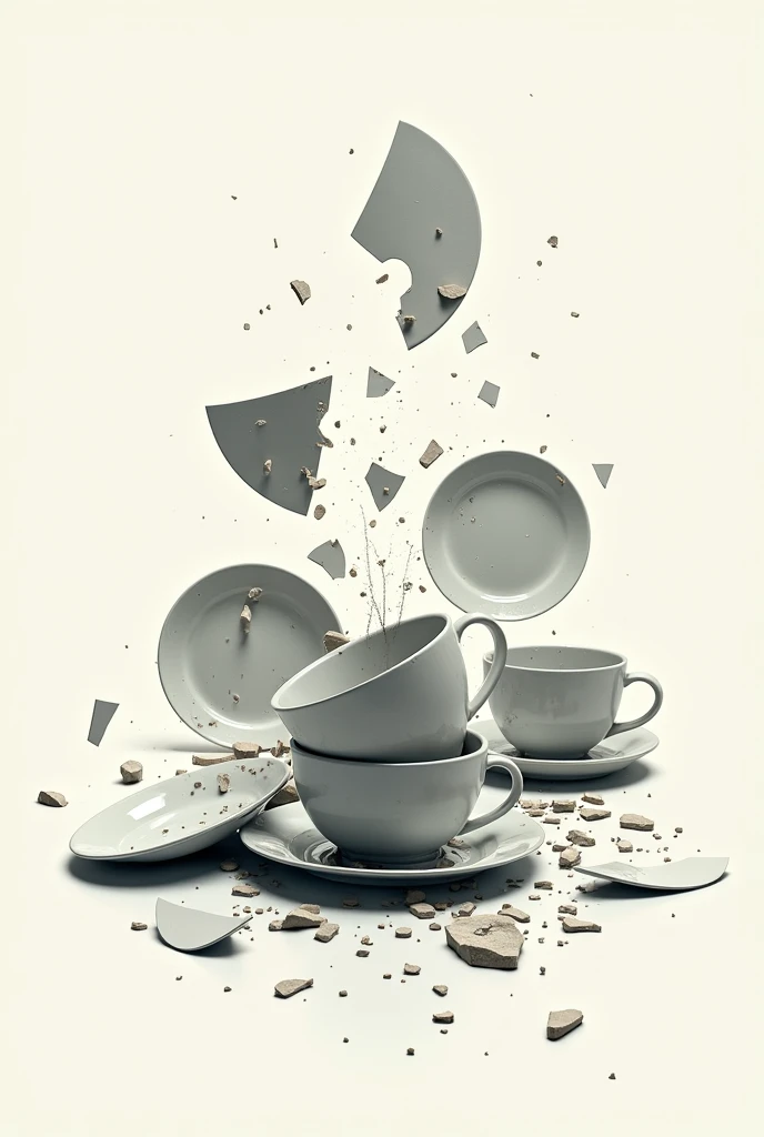 Graphic design of broken tableware