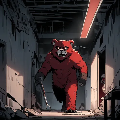 

*"A blood-red moon casts eerie shadows over an abandoned hospital as a lone figure moves through the corridors. The sound of dripping water echoes, mixing with distant screams—memories trapped in the walls. A tattered bear costume clings to his scarred b...