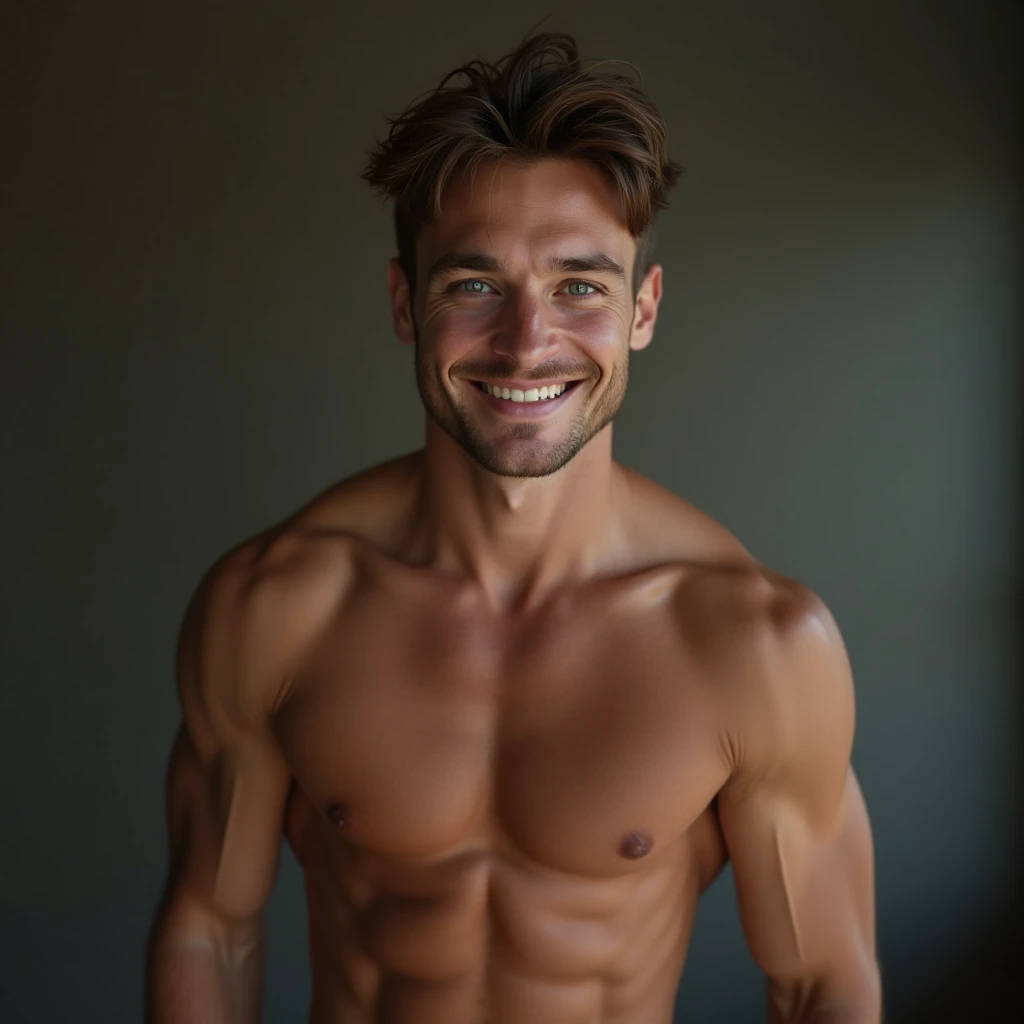 Точность,  Realistic anatomy,  high definition ,  better quality,  High detail, HD model,  blue eyes,  Smile ,  Reddish, Movie, 23 year old guy,  pretty face, candid vision , muscles,  wearing only underpants,  on camera , 