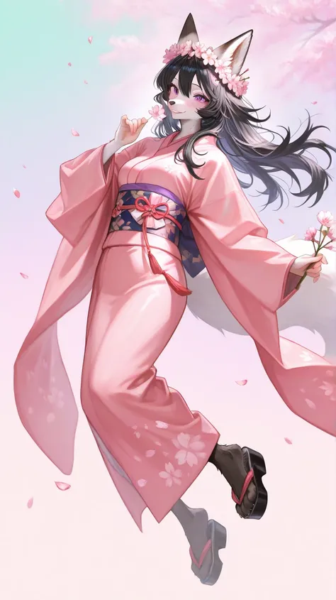 closeup, furry, purple eyes、long hair, hair blowing in wind, fox furry girl, (light color:1.4)GBF_style、748cmstyle、32K、 is present、Artistic、 professional lighting、 super detailed depiction of a white string、Artwork、Original Works、 super detailed face 、 sup...