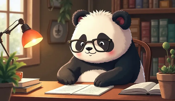 Anime type Panda studying