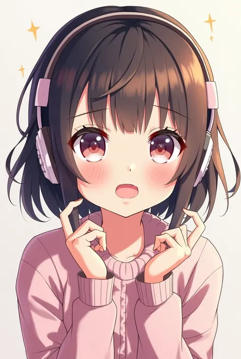 A pretty manga girl with headphones