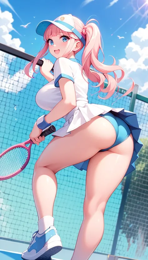 ((Busty Bitches)), score_9, score_8_up, score_7_up, source_anime, highly detailed, 1girl, ultra cute, ultra sexy, ultra curvy, ultra bouncy, ecchi, cutesy, a fine whore for fucking, tennis player slut, ass flashing, best quality, high details, Masterpiece,...