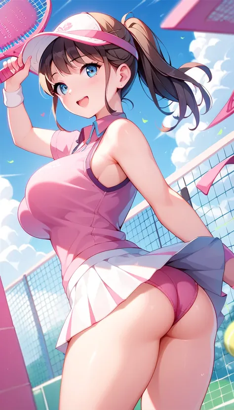 ((Busty Bitches)), score_9, score_8_up, score_7_up, source_anime, highly detailed, 1girl, ultra cute, ultra sexy, ultra curvy, ultra bouncy, ecchi, cutesy, a fine whore for fucking, tennis player slut, ass flashing, best quality, high details, Masterpiece,...