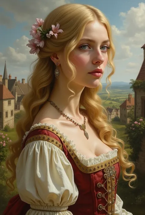 A beautiful blonde woman in Normandy France in the 1600s