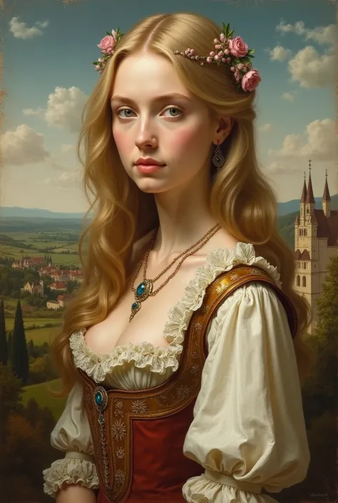 A beautiful blonde woman in Normandy France in the 1600s