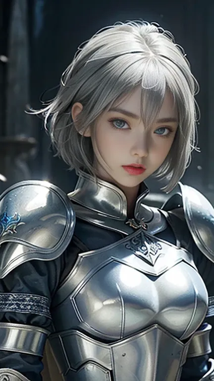 a close up of a woman in a silver and blue dress, (Female adventurers in medieval fantasy), stunning character art, fanart best artstation, epic exquisite character art,(cool beauty and dignified girl),haughty，Noble and charming，(A fantasy combat suit，Cool...