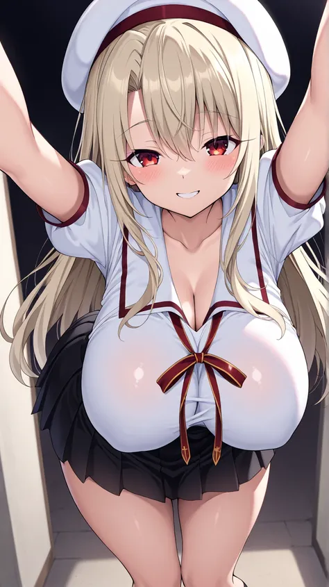  high quality、 high definition、 high image quality、's greatest masterpiece、HD,１６k、｛｛｛doskoinpo style｝｝｝、 girl、 busty elementary school student、Lift one arm to highlight your armpit、Bad Smile、 smirking 、 one girl、standing split、large breasts、
big boobs、
hug...