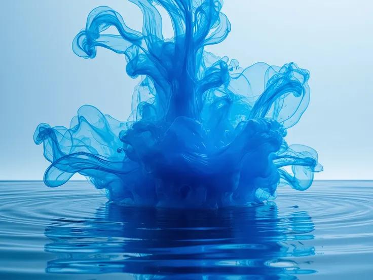 Blue ink submerged in water