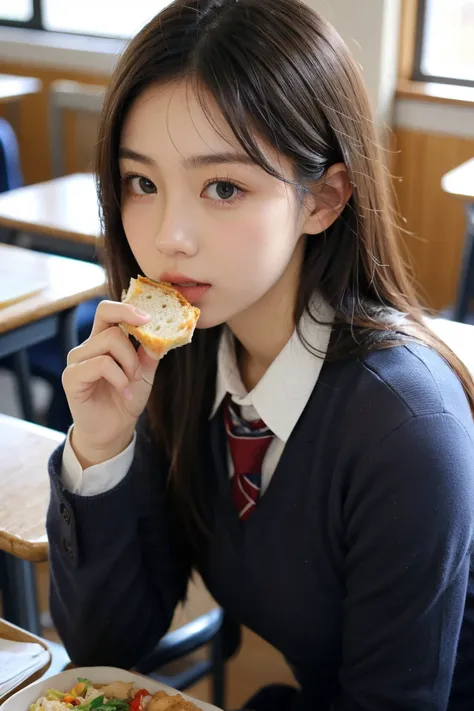 Winter clothes、  school uniform　
classroom、Eat lunch